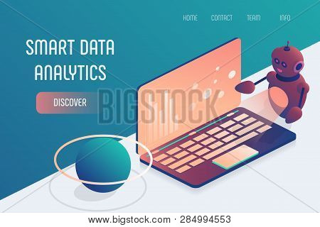 Infographic Template. Data Connection Concept. Business Concept Analysis. Isometric Digital Technolo