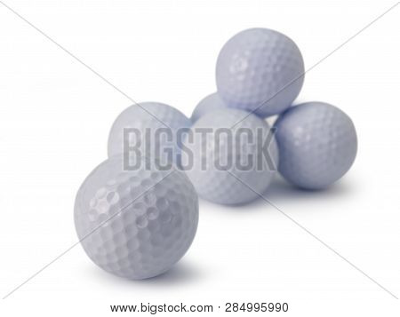 White Golf Ball Isolated On White Background.