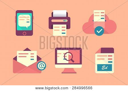 Set Of Flat Design Icons For Business