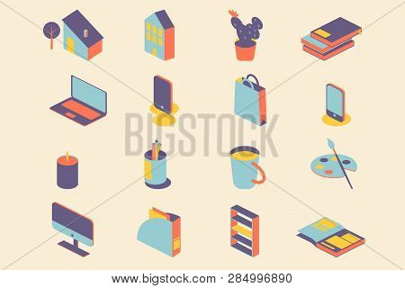 Icons Home Isometric In 3d Style. Home Security Icons. Web Icon Set Vector. Smart Home Abstract Back