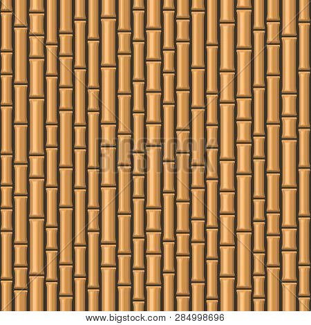 Seamless Bamboo Background Pattern On Dark Back. Vector