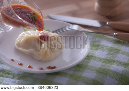 A Delicious, Diet Dish. Steam Dumplings. Korean Dumplings.