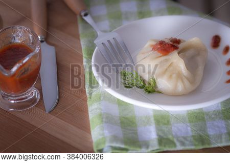 A Delicious, Diet Dish. Steam Dumplings. Korean Dumplings.