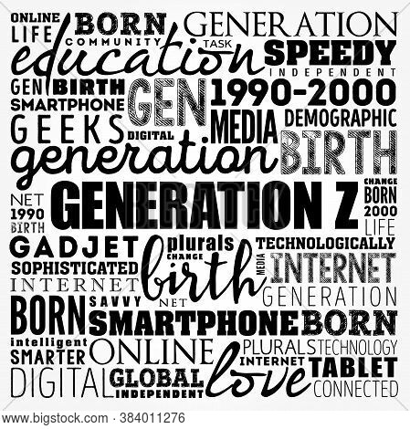 Generation Z Word Cloud Collage, Concept Background