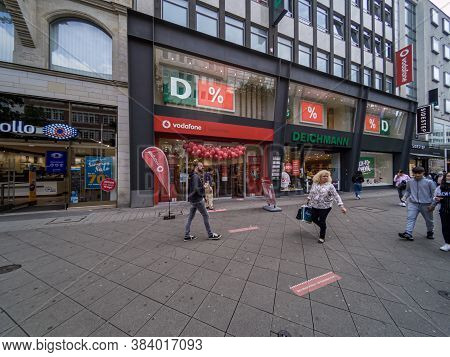 Vodaphone Shop Store Front In Hannover, Germany, 31.8.2020 Vodaphone Is A Famous Brand Of Phone And 