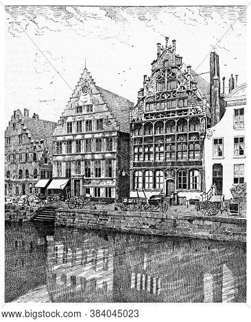 Ghent house of the boatmen, From the Dictionary of Word and Things, 1888.
