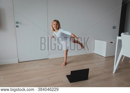 Ballet Or Gymastics Lesson Online. Remote Learning For Kids