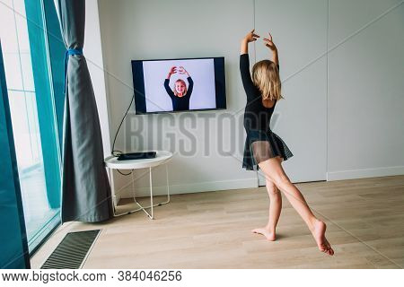 Ballet Or Gymastics Lesson Online. Remote Learning For Kids.