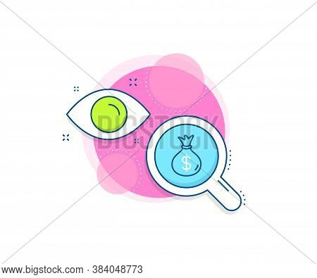Cash Banking Currency Sign. Research Complex Icon. Money Bag Line Icon. Dollar Or Usd Symbol. Analyt