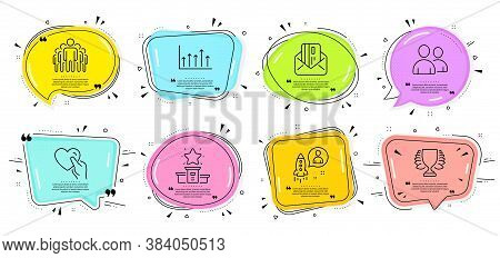 Credit Card, Startup And Users Signs. Speech Bubbles With Quotes. Winner, Growth Chart And Winner Po