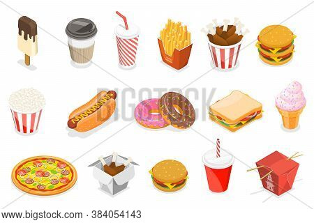 3d Isometric Flat Vector Icon Set Illustratrion.