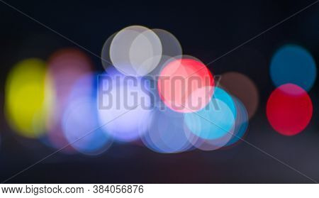 Night City Street Lights Bokeh Dark Background.