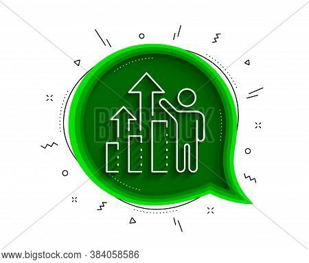 Employee Results Line Icon. Chat Bubble With Shadow. Work Result Sign. Statistics Chart Symbol. Thin