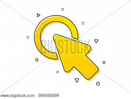 Push The Button Sign. Click Here Icon. Web Cursor Symbol. Yellow Circles Pattern. Classic Click Here