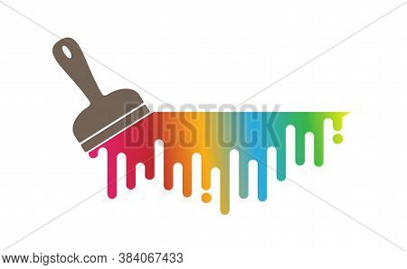 Brush And Paint. Flat-style Icon For A Website Or App, Logo, Or Logo. Stock Image Isolated On A Whit