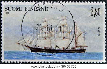 Finnland ca. 1997: eine Briefmarke gedruckt in Finnland zeigt Versand Sigyn ca. 1997