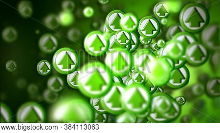 Group Of Arrows On Green Backdrop, As A Sign Of The Right Choice Of Internet Community In Cyberspace