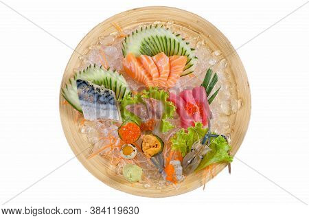 Mixed Sashimi - Japanese Food Style On White Background