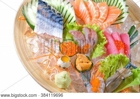 Mixed Sashimi - Japanese Food Style On White Background