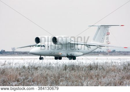 Taxiing Rare Aircraft In Cold Winter Airport