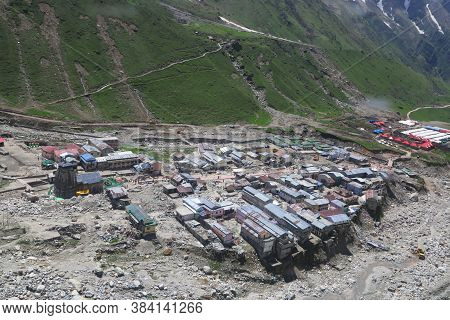 Kedarnath Temple Aerial View After Kedarnath Disaster 2013. Heavy Loss To People & Property Happened