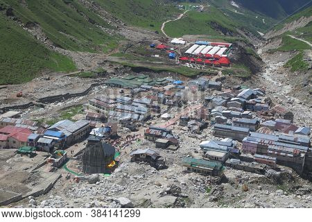 Kedarnath Temple Aerial View After Kedarnath Disaster 2013. Heavy Loss To People & Property Happened