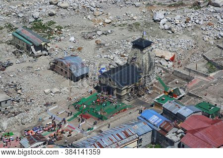 Kedarnath Temple Aerial View After Kedarnath Disaster 2013. Heavy Loss To People & Property Happened