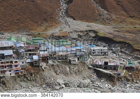 Kedarnath Temple Aerial View After Kedarnath Disaster 2013. Heavy Loss To People & Property Happened