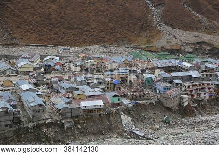 Kedarnath Temple Aerial View After Kedarnath Disaster 2013. Heavy Loss To People & Property Happened
