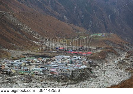 Kedarnath Temple Aerial View After Kedarnath Disaster 2013. Heavy Loss To People & Property Happened