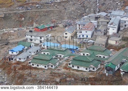 Kedarnath Temple Aerial View After Kedarnath Disaster 2013. Heavy Loss To People & Property Happened