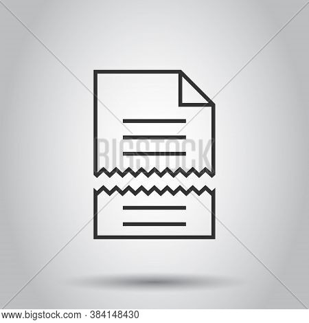 Document Error Icon In Flat Style. Broken Report Vector Illustration On White Isolated Background. D