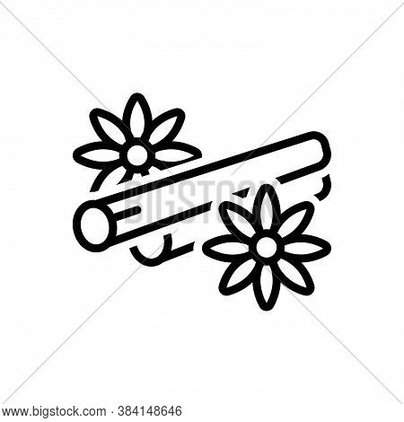 Black Line Icon For Cinnamon Thin Chinese-cinnamon Cinnamon-bark Herb Dry Aromatic Stick Anise Condi