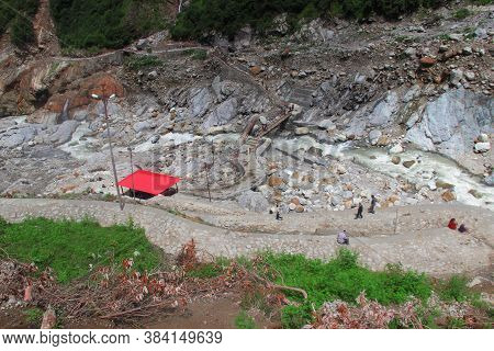 Kedarnath Temple Aerial View After Kedarnath Disaster 2013. Heavy Loss To People & Property Happened