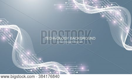 Computer Motherboard Vector Background With Circuit Board Electronic Elements. Electronic Texture Fo