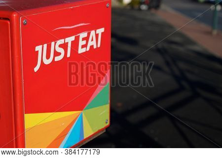 Bordeaux , Aquitaine / France - 09 01 2020 : Just Eat Logo And Sign On Delivery Scooter For Restaura