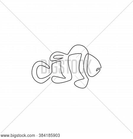 One Continuous Line Drawing Of Adorable Clown Fish For Sea Water Aquarium Logo Identity. Stripped An