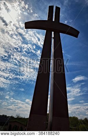 Gdansk, Poland - May 14, 2017: Monument Known As Millennium Cross On The Gradowa Mountain In The Cit