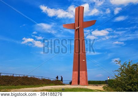 Gdansk, Poland - May 14, 2017: Monument Known As Millennium Cross On The Gradowa Mountain In The Cit