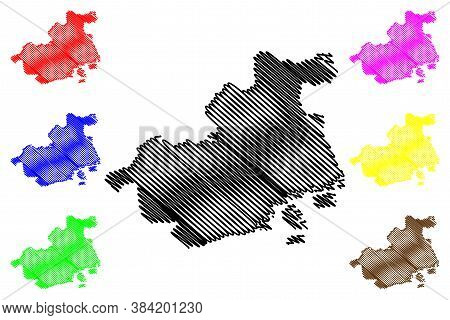 Kobe City (state Of Japan, Island Country, Hyogo Prefecture) Map Vector Illustration, Scribble Sketc