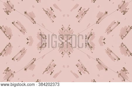 Pink Ocelot Imitation. Nude Trendy Cheetah Fur Texture. Graphic Camouflage Textile Design. Seamless 