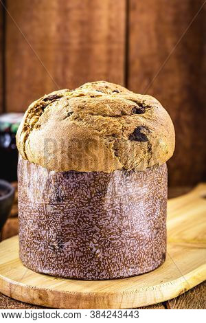 Traditional Christmas Bread From Brazil And Italy, Called Panettone Or Chocotone, Made At Home, Stuf