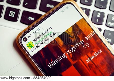 Kolkata, West Bengal, India, September 7, 2020 : Happiest Minds Ipo Background. Official Website Of 