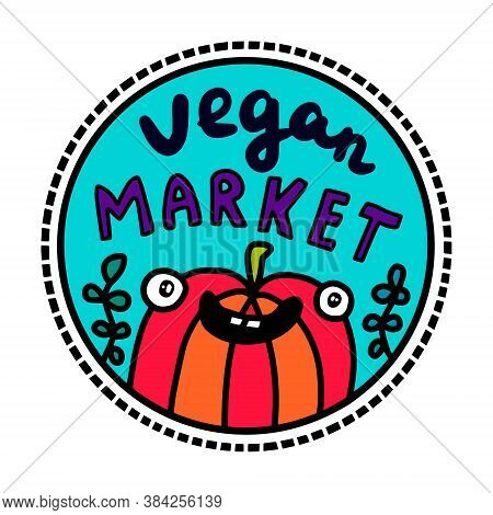 Vegan Market Hand Drawn Vector Illustration In Cartoon Doodle Stye Smiling Expressive Pepper