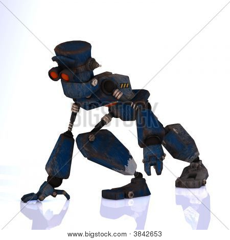 Kreslený Robot s expresivní emocí v obličeji