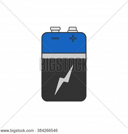 Alkaline Battery In Cartoon Flat. Vector Illustration For Any Design.