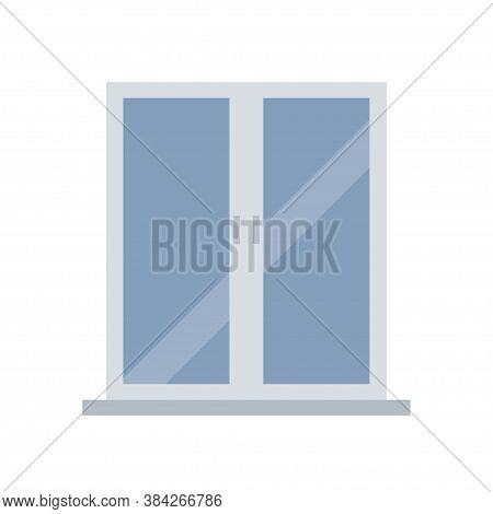 Modern Window For Office Interior. Glass Simple Illustration In Flat.