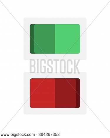 Vector Isolated Green And Red 3d Button. Power Switch Icon. On, Off.