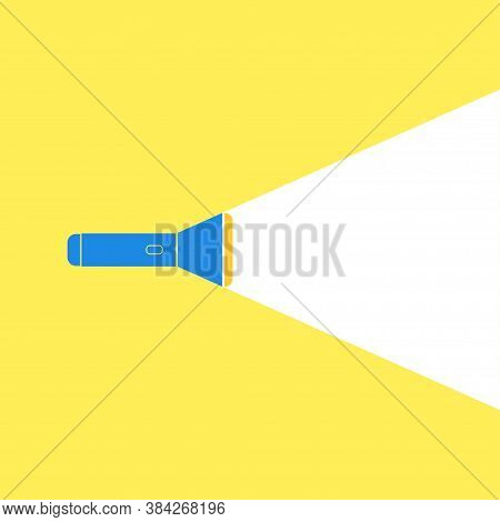 Flat Flashlight Illustration On Yellow Background. Bulb Vector Icon.