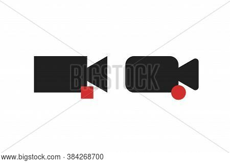 Camera Vector Graphic Illustration. Flat Black Silhouette Image.